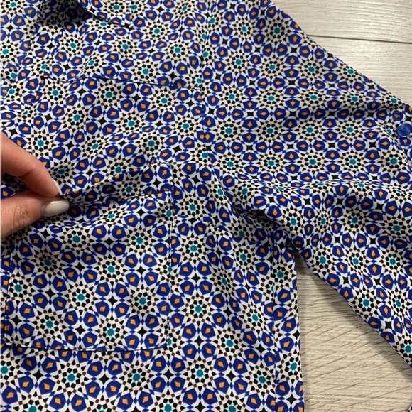 Express The Portofino Original Fit Geometric Print Button Front Blouse - Picture 5 of 12